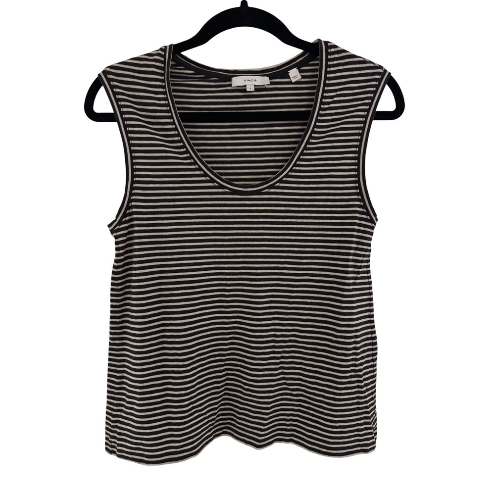 Vince brown and  White Striped Scoop Neck Sleeveless Tank Top Size S